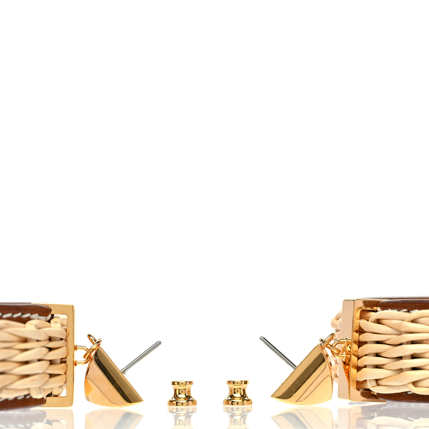 HERMES Wicker Swift Medor Picnic Earrings GM Gold 1356532