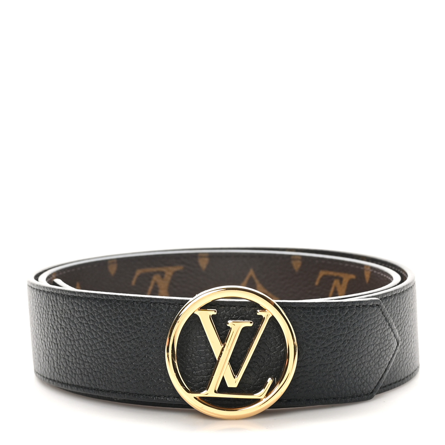 Louis Vuitton ブラックベルト 34/85 LV Initiales Belt Size 85/34