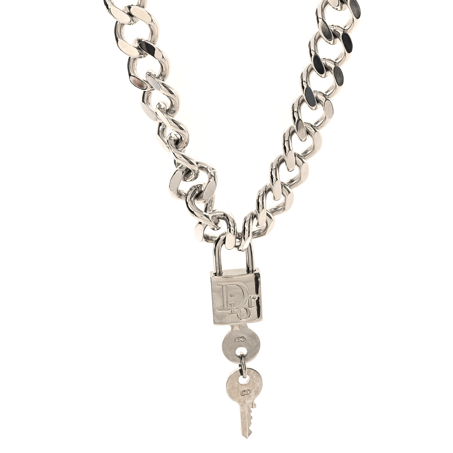Dior silver 925 ネックレス　necklace CHRISTIAN DIOR Metal Enamel Oblique Trotter Pendant Necklace