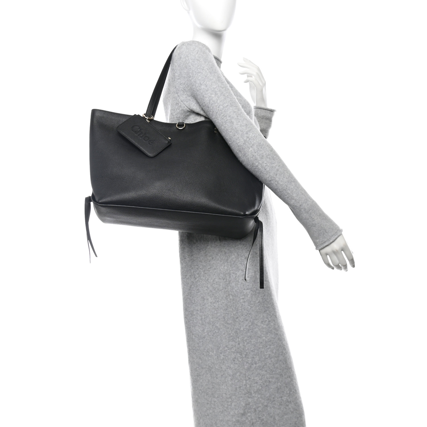 CHLOE Calfskin Medium East West Sense Tote Black 1697274