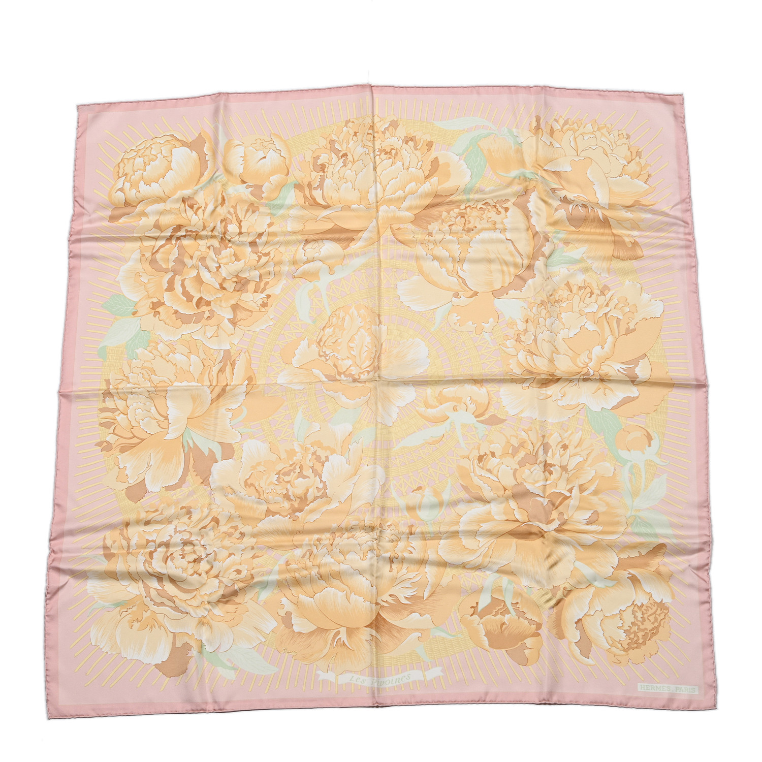 HERMES Silk Les Pivoines Scarf 90 1680631 | FASHIONPHILE