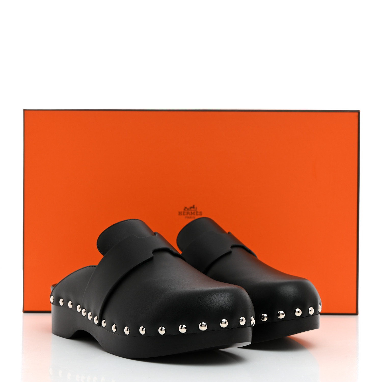 HERMES Calfskin Calya Mules 35 Black 1583815 | FASHIONPHILE