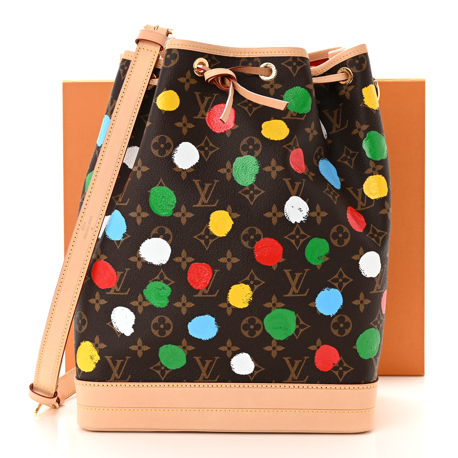コラボ★在庫少♪【Louis Vuitton x YK】Nano Noe Blue/White Louis Vuitton x Yayoi Kusama Nano Noé Pouch Bag for Women