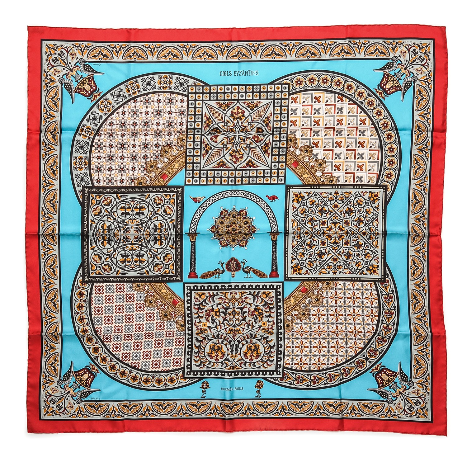 HERMES　エルメス　カレ90《CIELS BYZANTINS》シルクモスリン HERMES Silk Ciels Byzantins Scarf 90 186207 | FASHIONPHILE