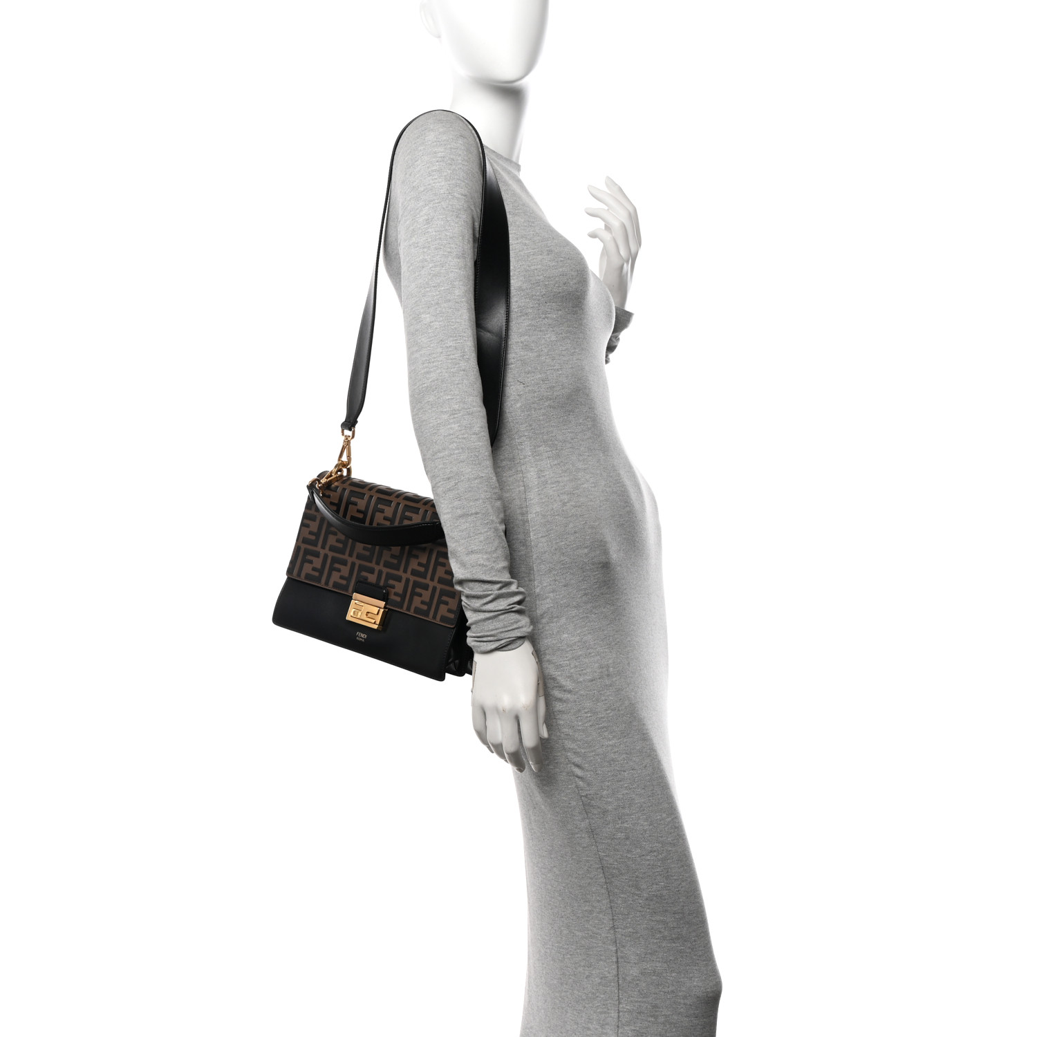 レディース　ＦＥＮＤＩ FENDI Vitello Liberty Bi-Color FF 1974 Embossed Chain Strap