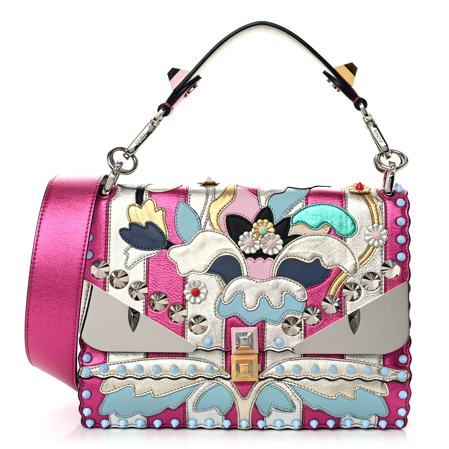 希少Fendi 馬モチーフ バングル ピンク FENDI Metallic Calfskin Wonder Monster Kan I Shoulder Bag