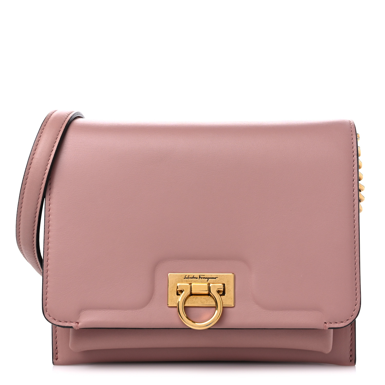【SALVATORE FERRAGAMO】MEDIUM TRIFOLIO FLAP BAG SALVATORE FERRAGAMO Calfskin Trifolio Flap Bag Antique Rose