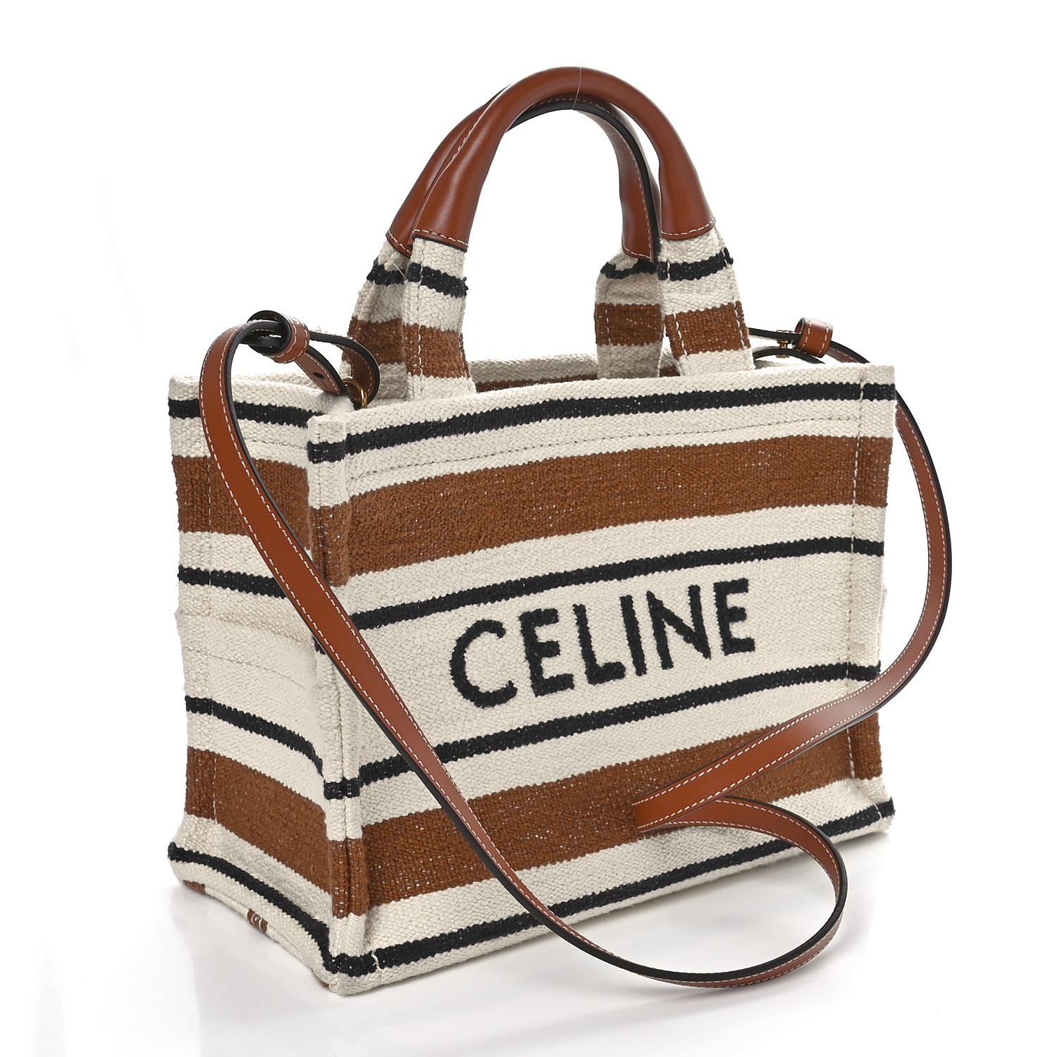 トートバッグ CELINE  Small cabas Thais in striped textile with Triomphe Celine by Hedi Slimane - Brown Women Work Bag | JHROP