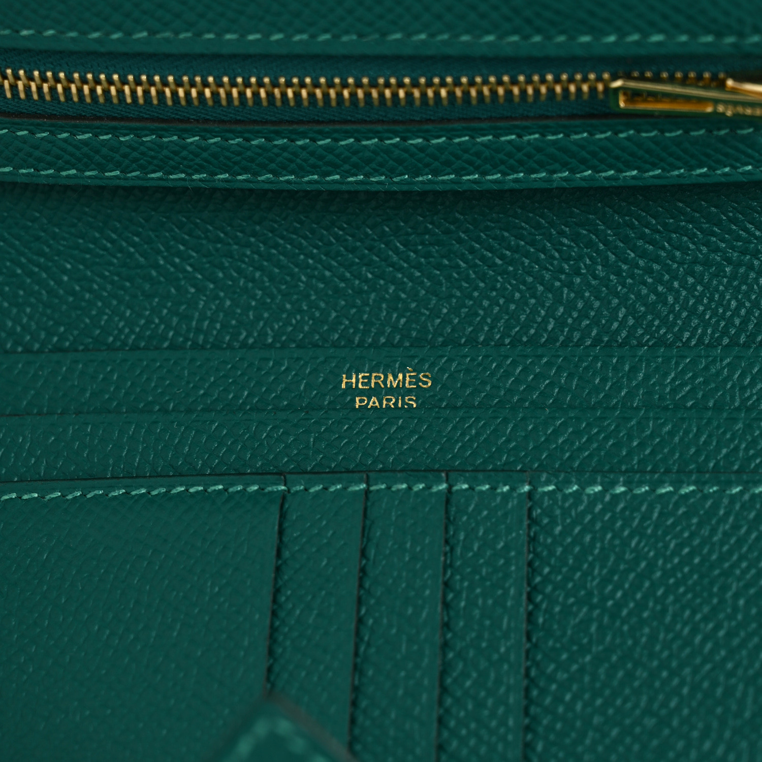 HERMES Epsom Bearn Compact Wallet Malachite 1428053
