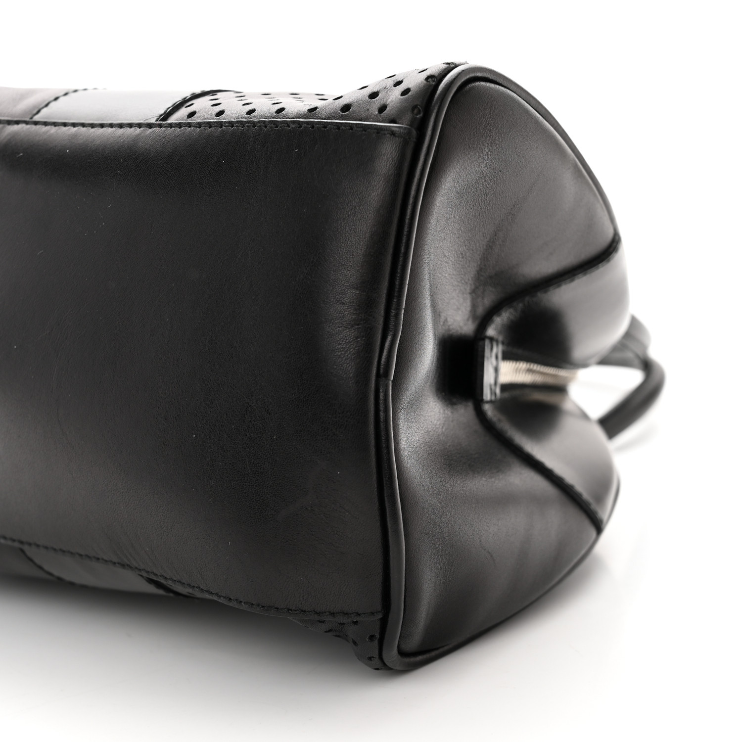 PRADA Vitello Drive Perforated Bowling Bag Black 1428571