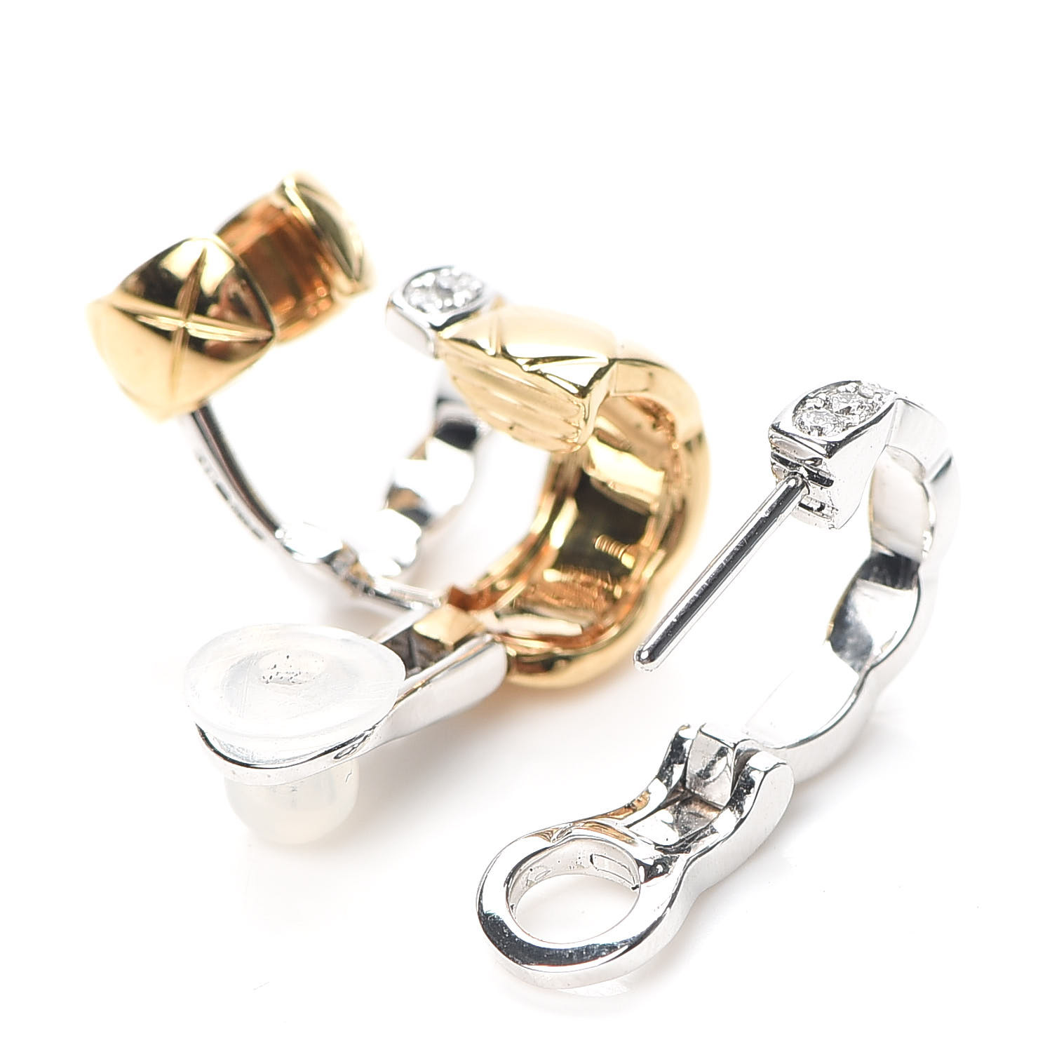 CHANEL ココクラッシュ earring 18kWhiteGold BeigeGold Diamond Chanel 18k White and Beige Gold 0.04cttw Diamond Coco Crush