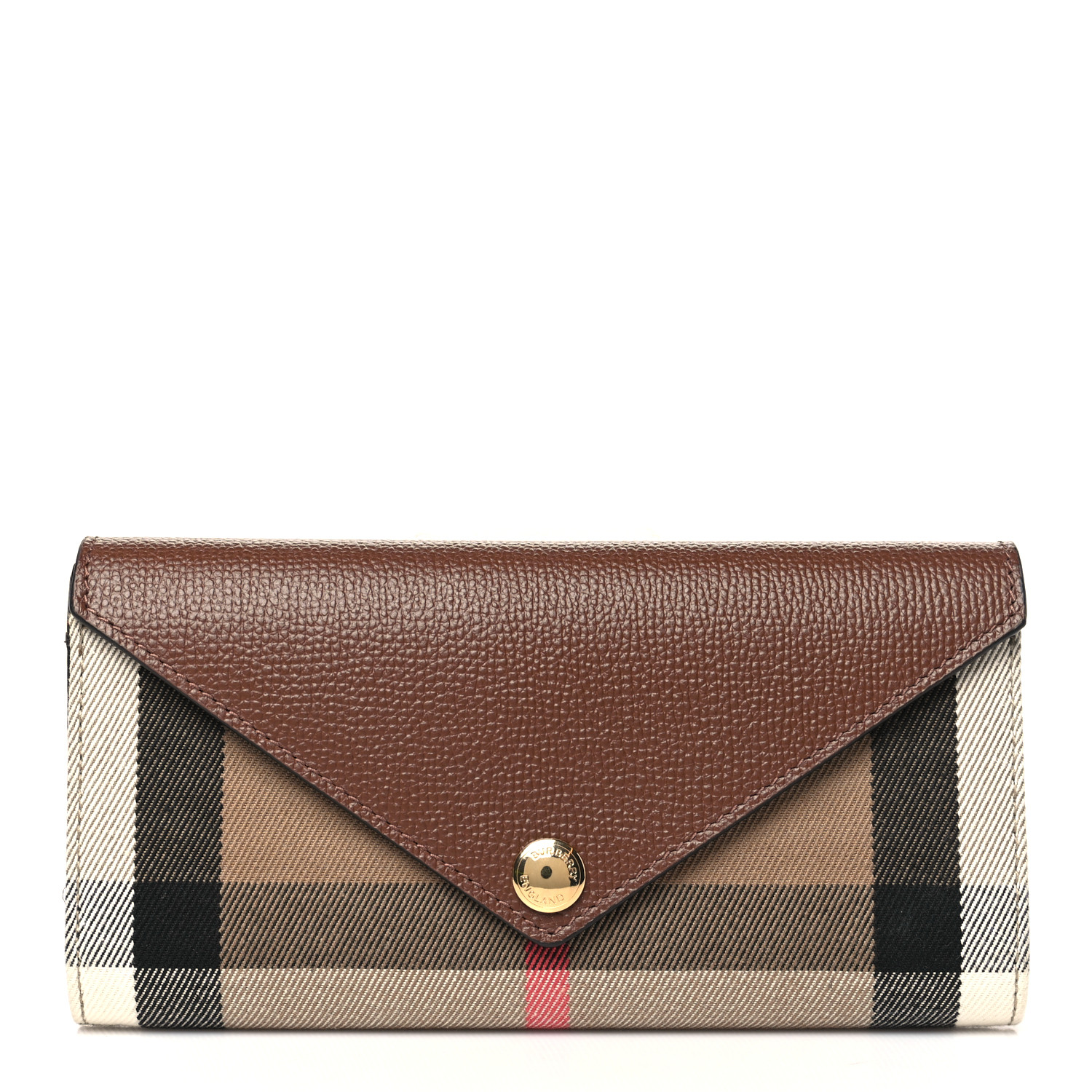 【BURBERRY】HALTON WALLET BURBERRY Vintage Check Grain Calfskin Halton Wallet Tan