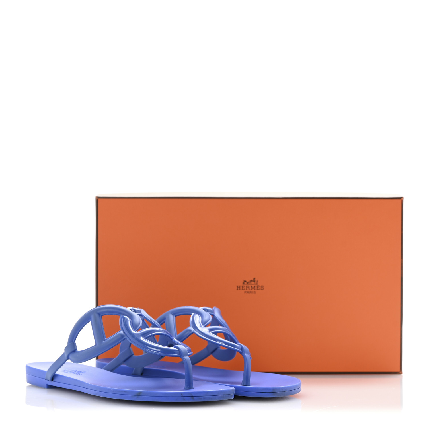 HERMES Rubber Womens Egerie Sandals 36 Bleu Outremer 1654480