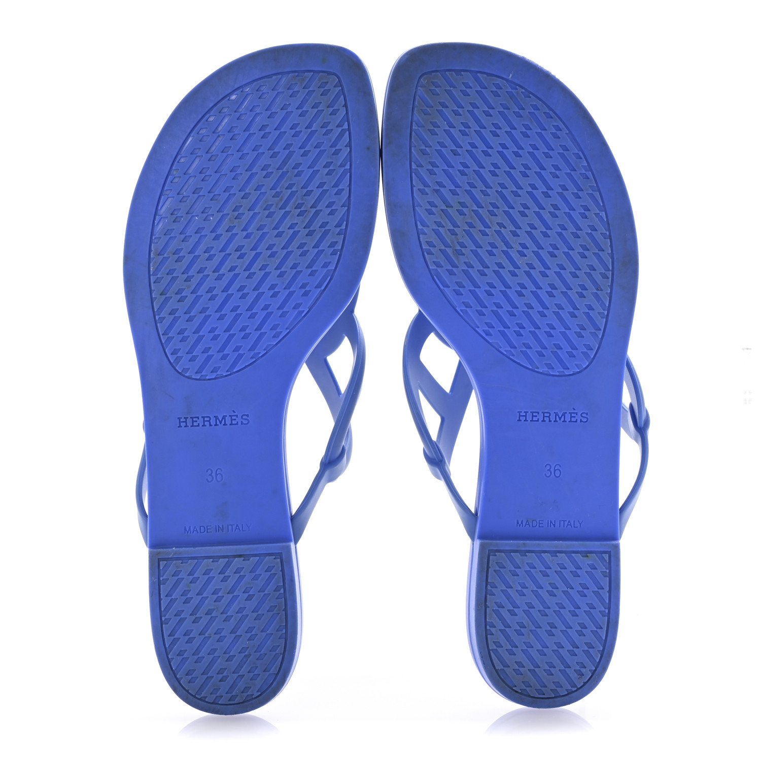 HERMES Rubber Womens Egerie Sandals 36 Bleu Outremer 1654480