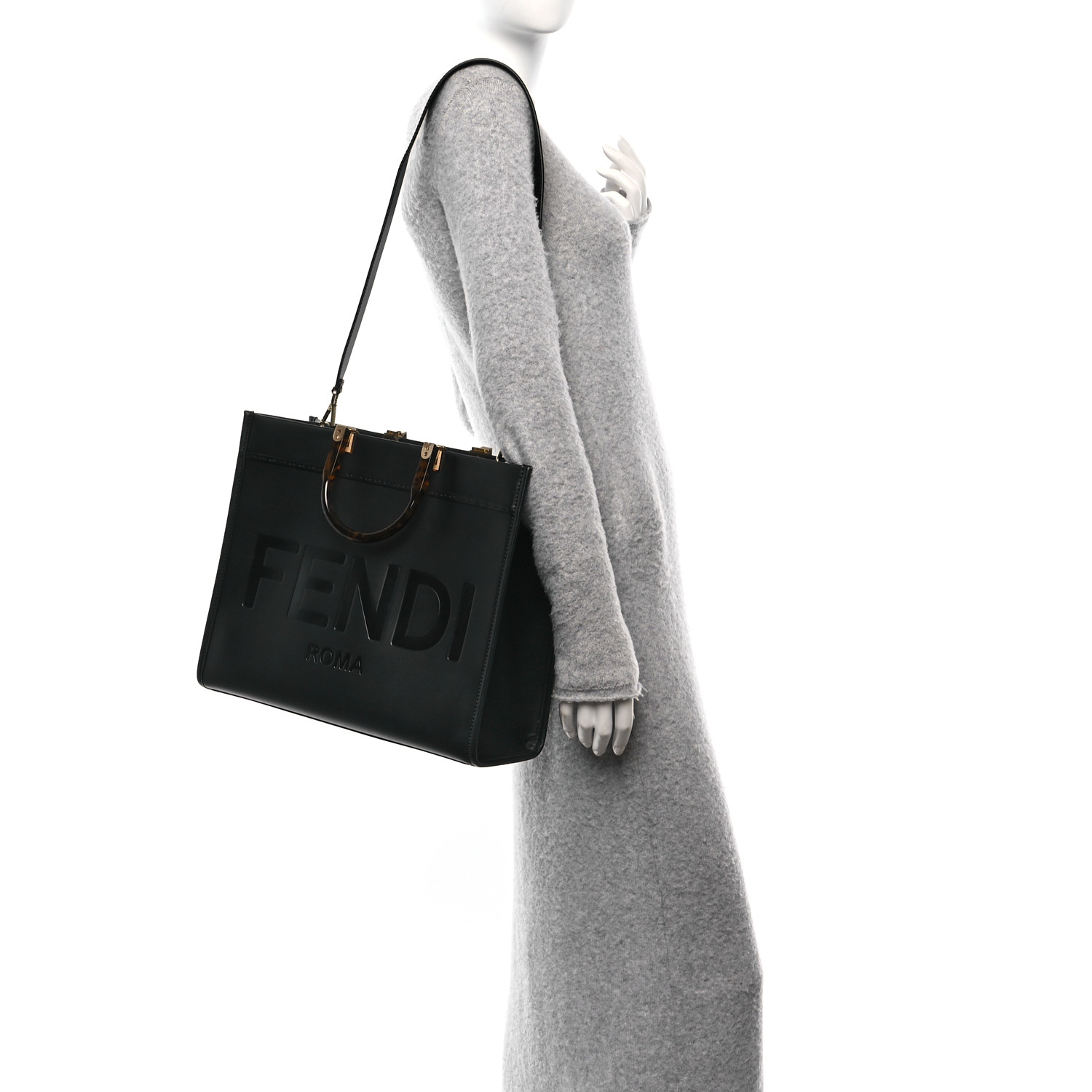 FENDI Vitello King Plexiglass Medium Fendi Sunshine Shopper