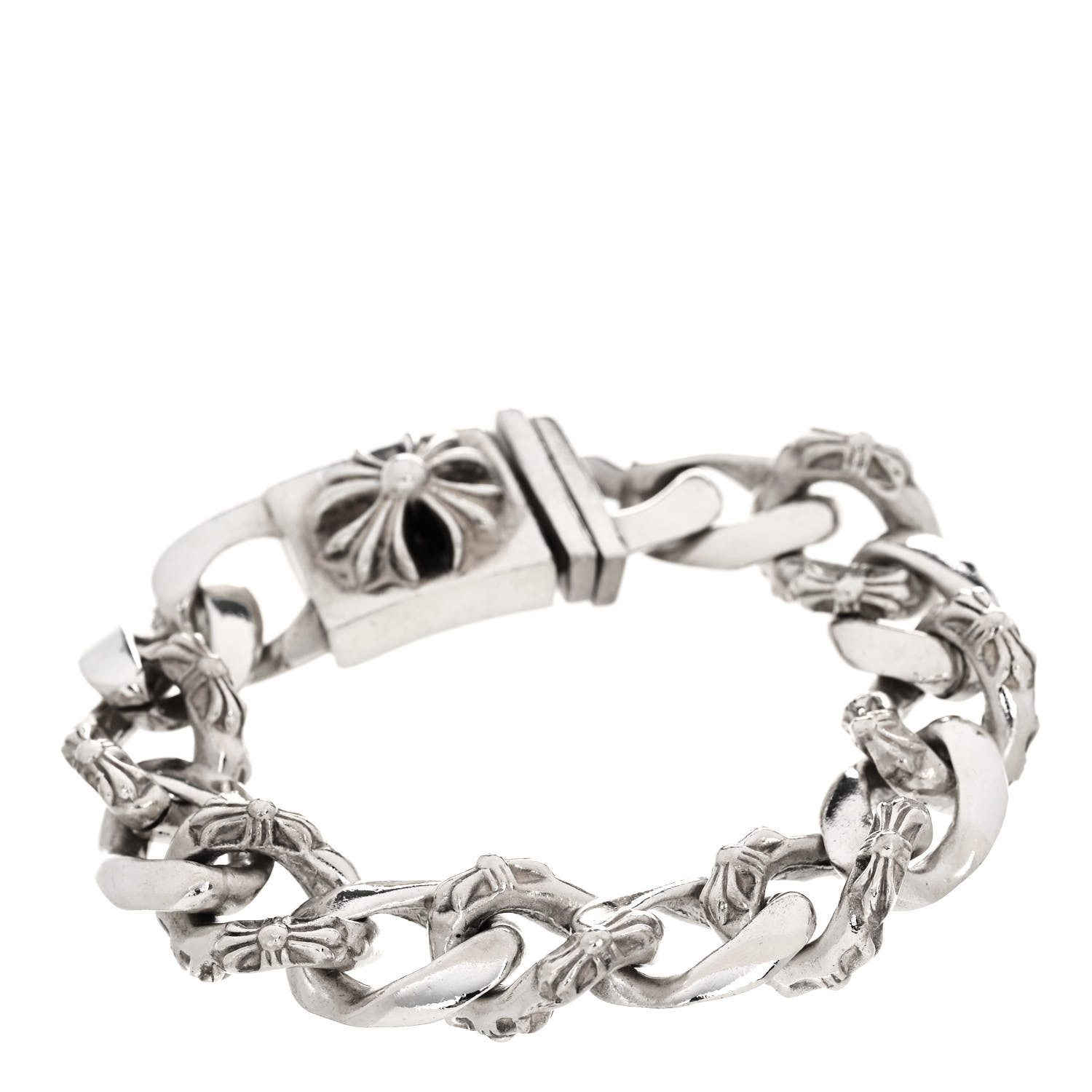 CHROME HEARTS Sterling Silver Cross Box Fancy Link Curb