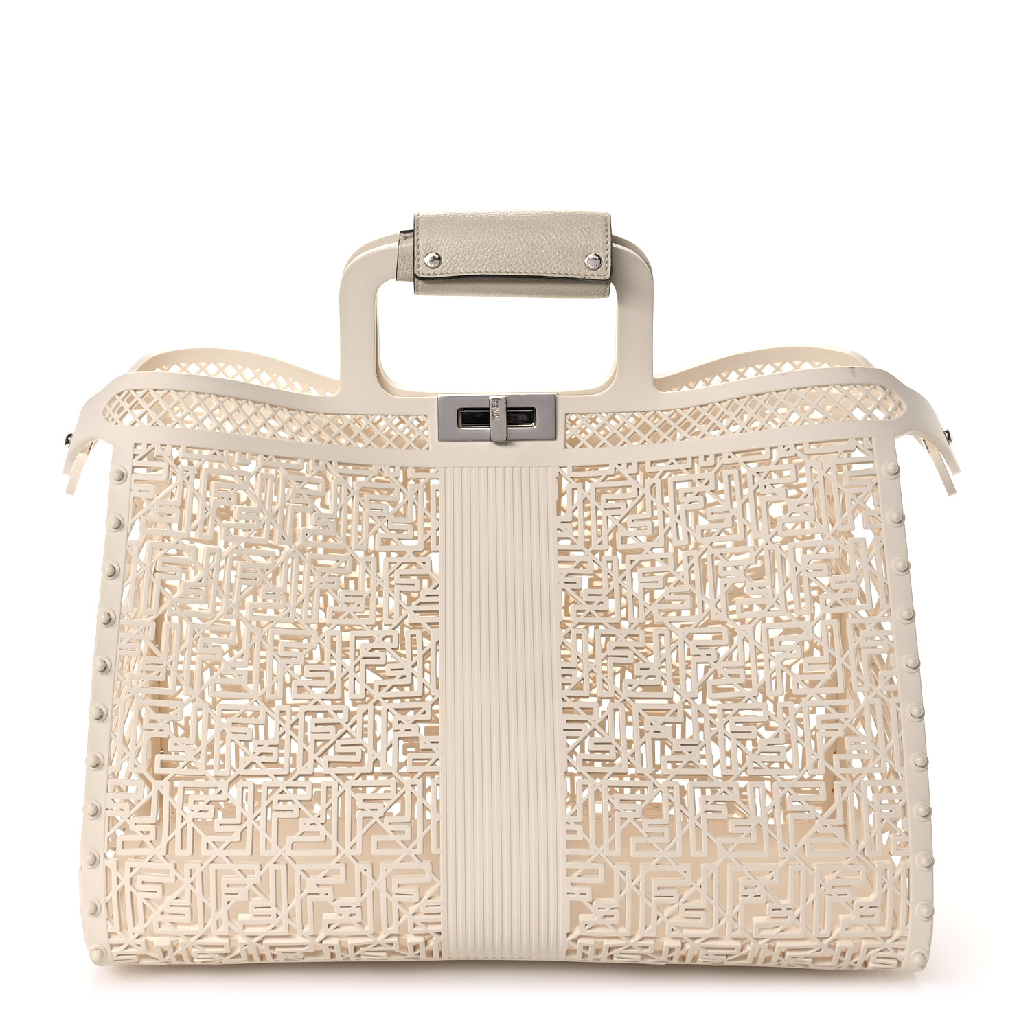 FENDI ホワイトベージュ ハイヒール 36 専用袋付き FENDI - フェンディ ﾍﾞｰｼﾞｭ FZC944 ﾁｪｰﾝｼﾞｬｶﾞｰﾄﾞｶｰﾃﾞｨｶﾞﾝ 36の