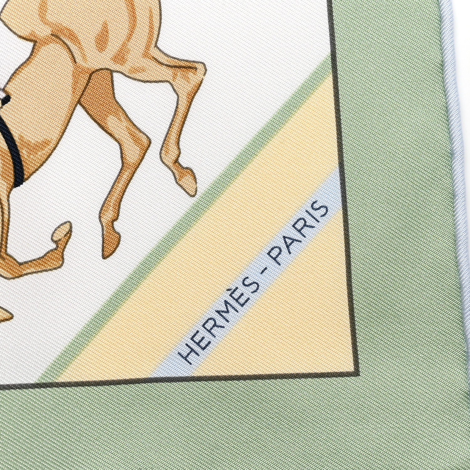 HERMES Silk Les Courses Scarf 45 Vert Amande Bleu Ciel