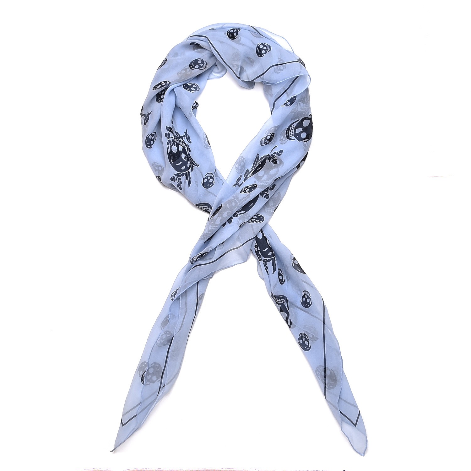 小物 Alexander McQueen Blue Skull Silk Stall Women's Classic Skull Foulard in Blue | Alexander McQueen CA