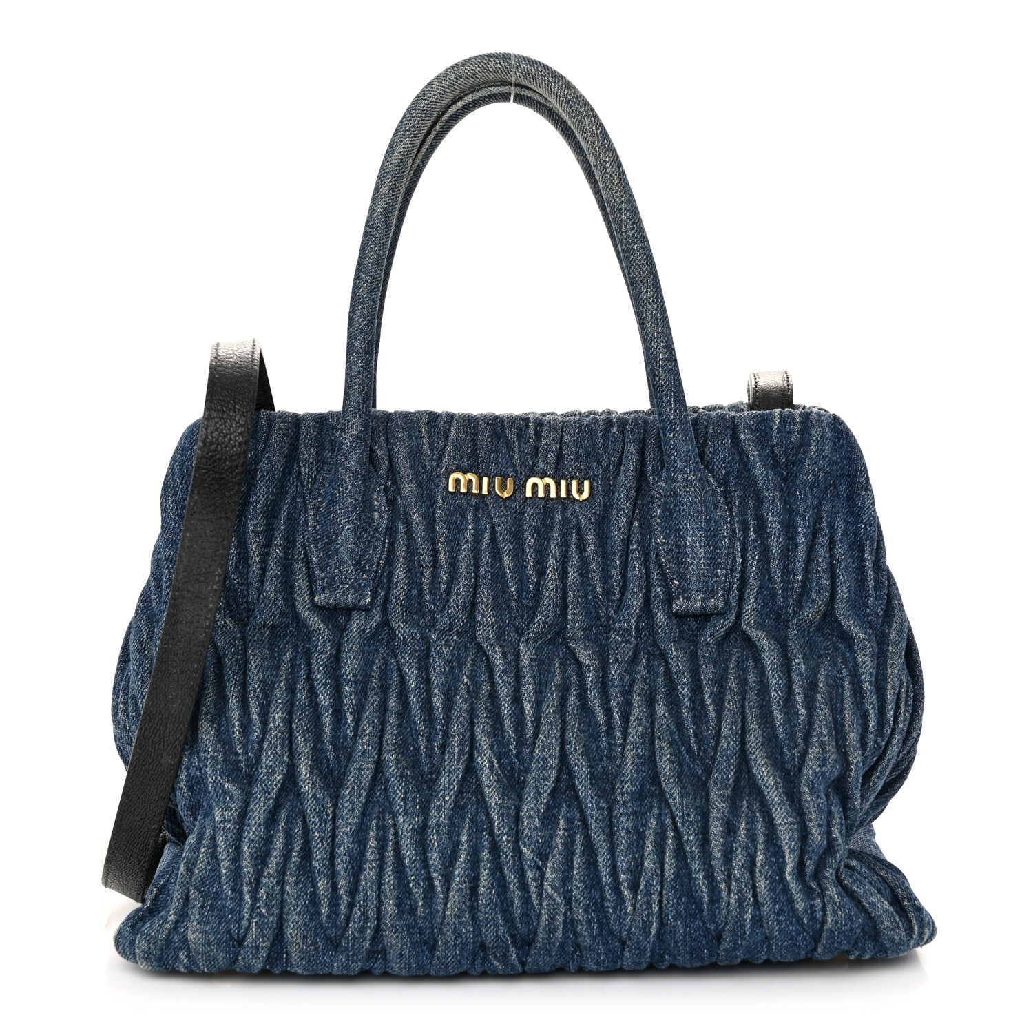 MIU MIU Denim Matelasse Small Tote Blue 1580010 | FASHIONPHILE