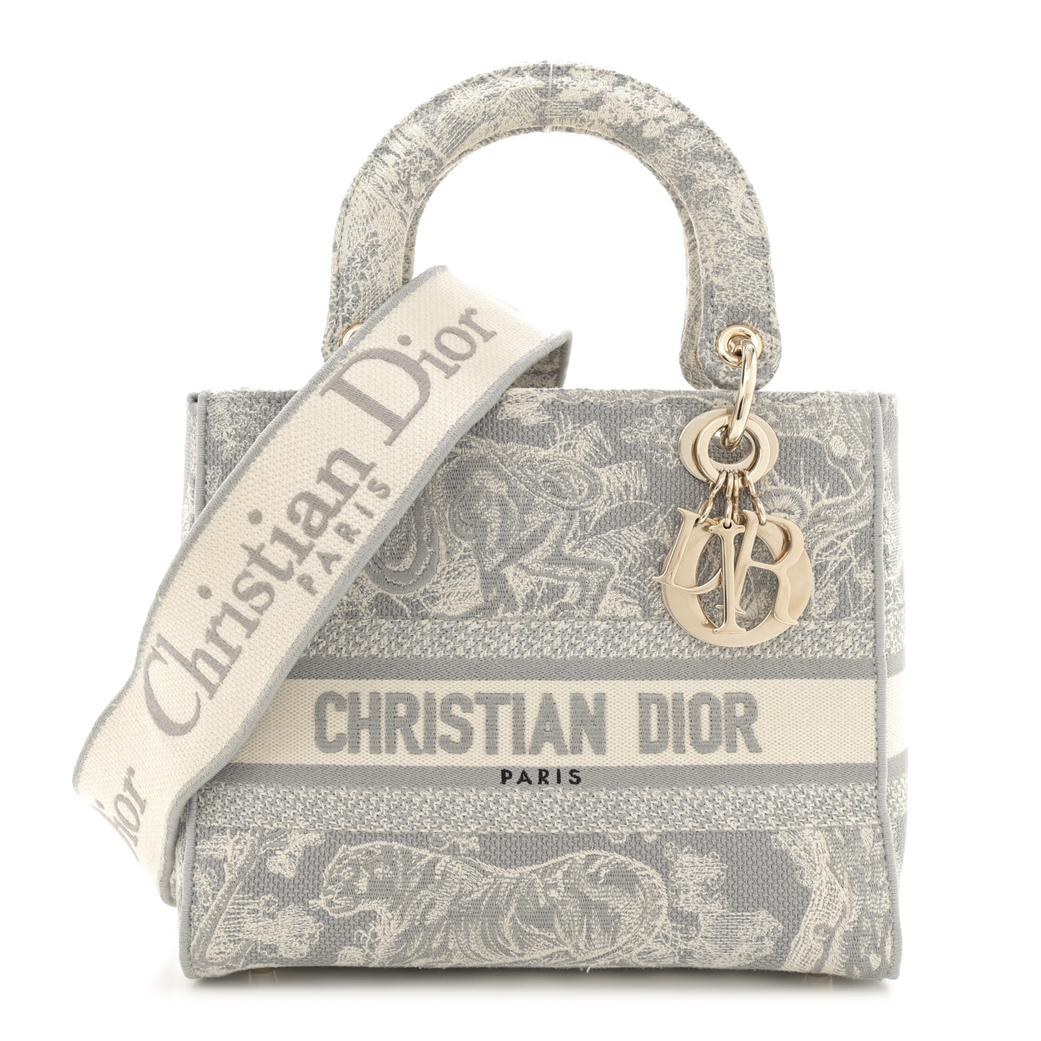 完売必至!Toile de Jouy Reverse LADY D-LITE MEDIUM BAG CHRISTIAN DIOR Canvas Toile De Jouy Reverse Embroidered