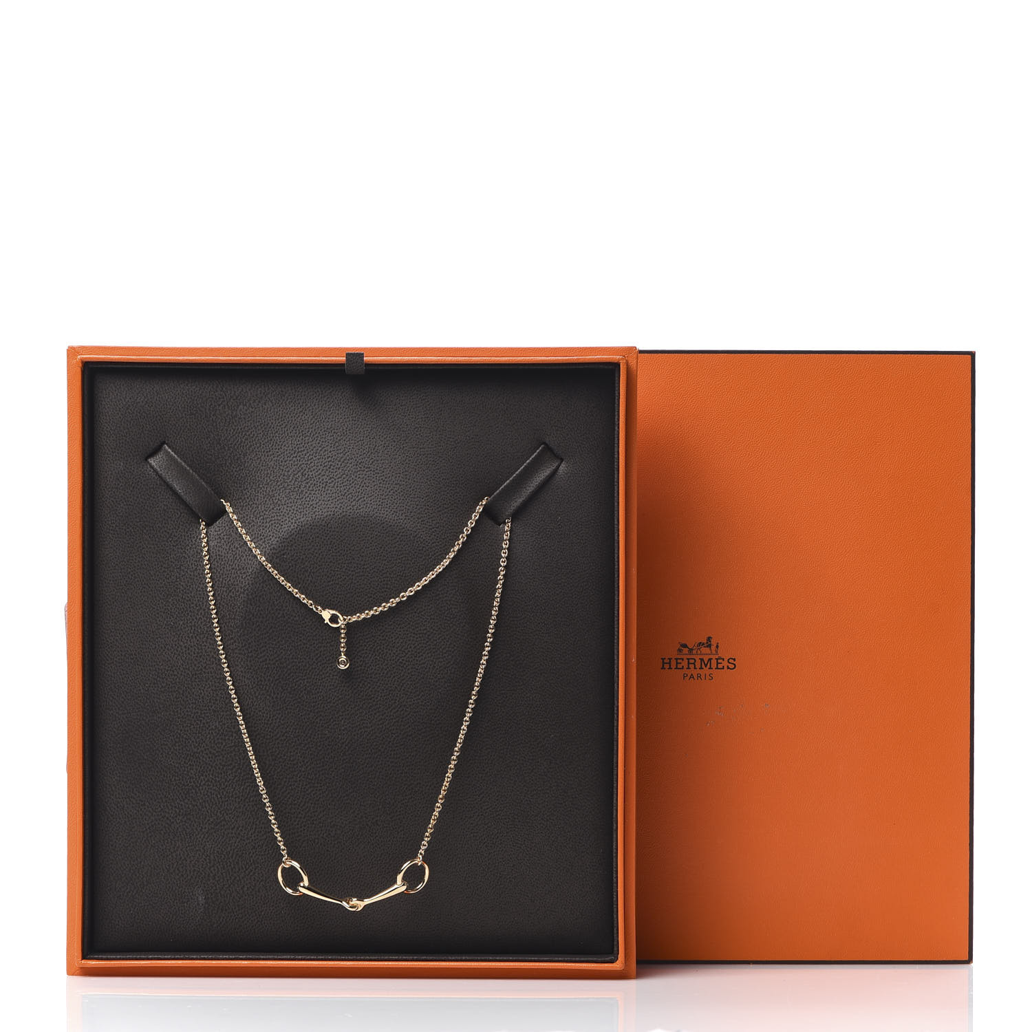 HERMES 18K Rose Gold Diamond TPM Filet d'Or Necklace LG