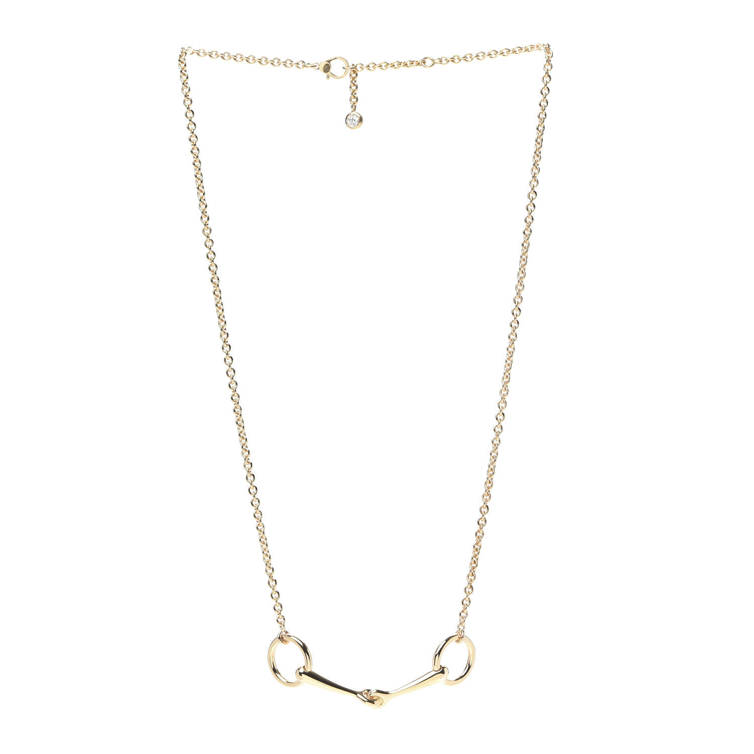 HERMES 18K Rose Gold Diamond TPM Filet d'Or Necklace LG