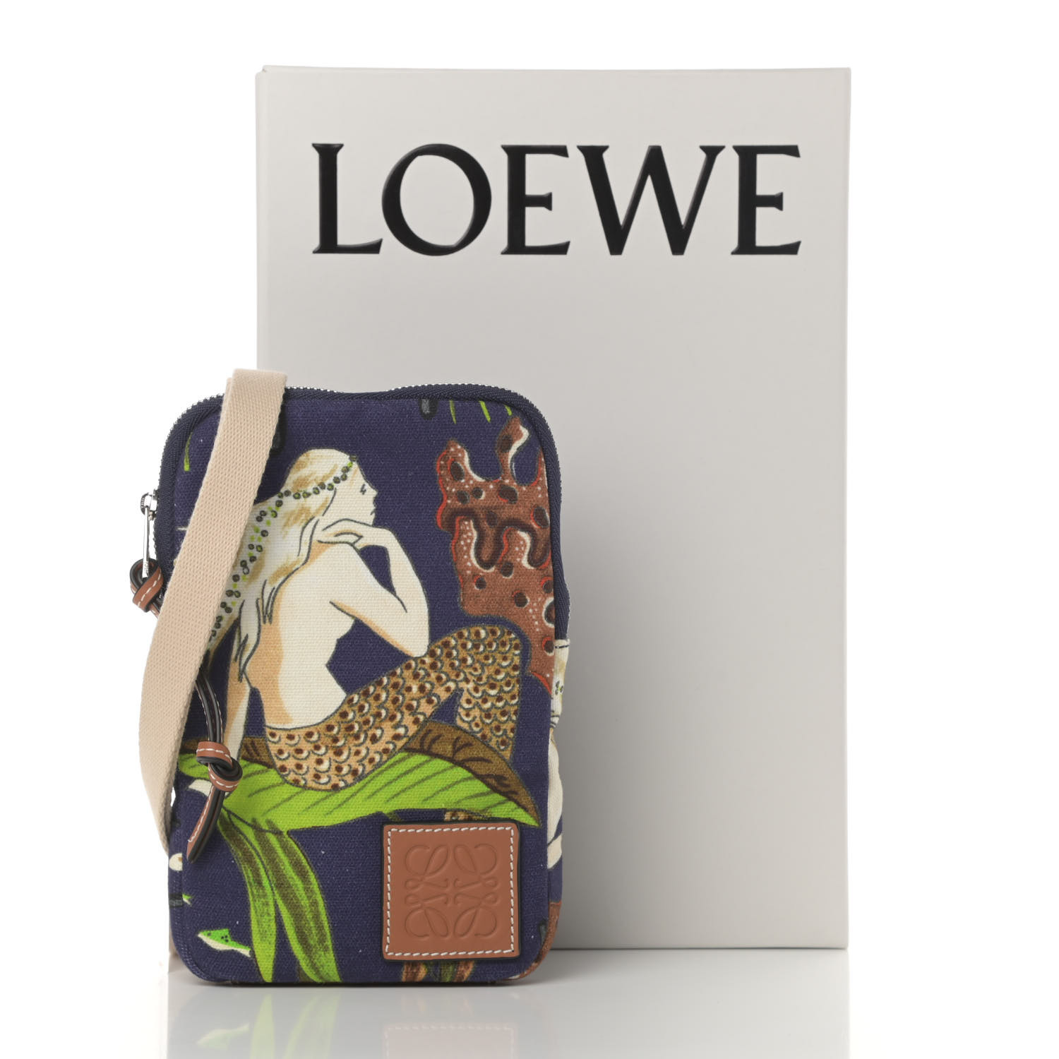 LOEWE Canvas Mermaid Print Paulas Ibiza Crossbody Pouch