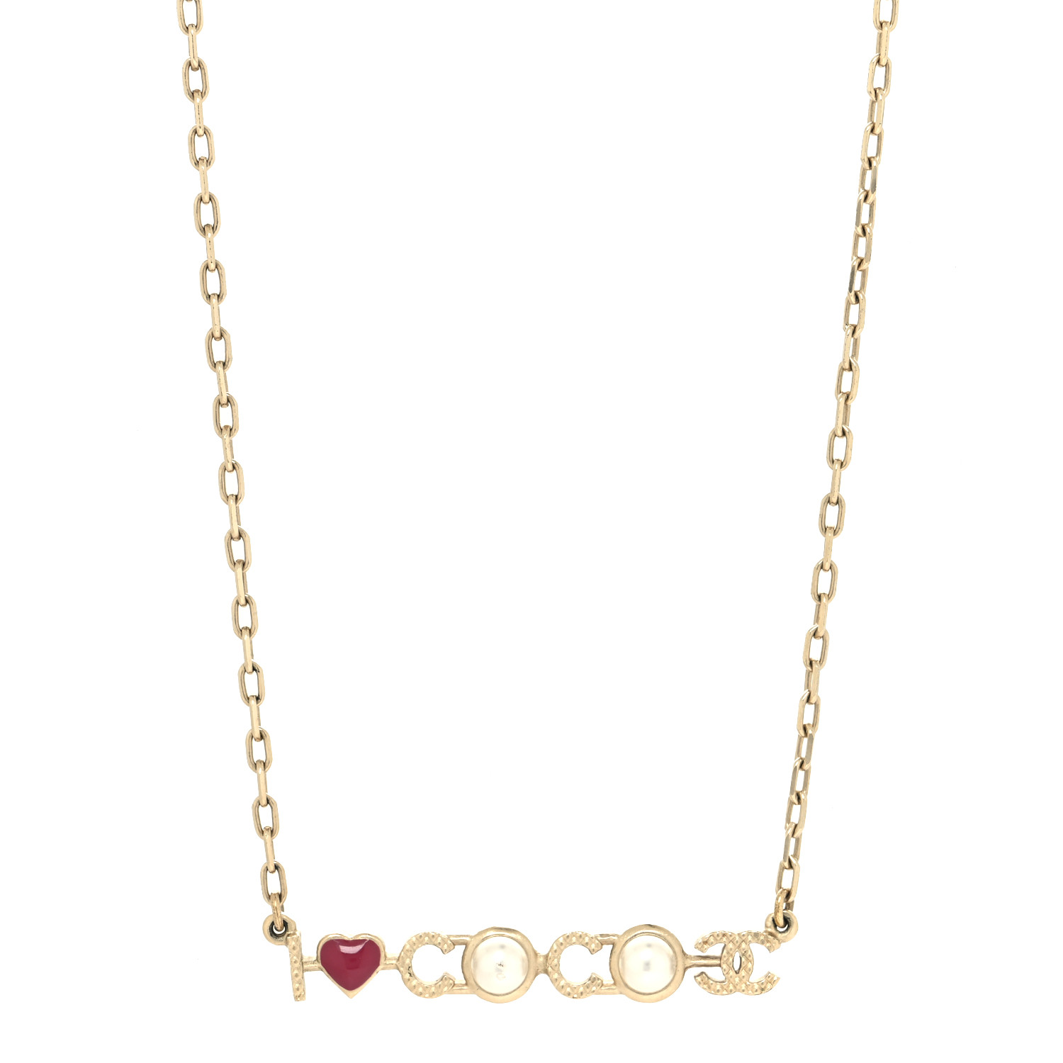 スーパーセール 50％（福袋 CHANEL Metal Resin Pearl I Love Coco Necklace Gold アクセサリー