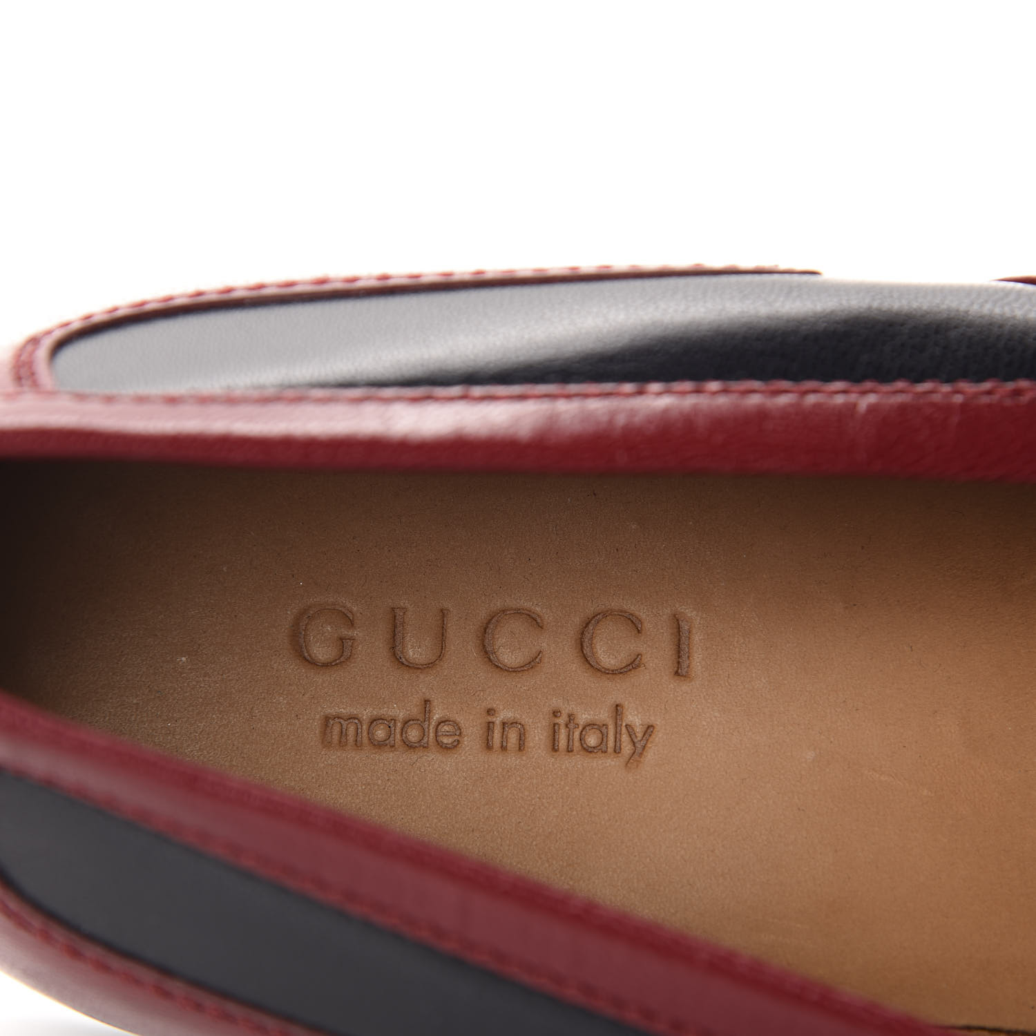 GUCCI Calfskin Mens Tassel Fringe Curtis Loafers 12 Red Navy