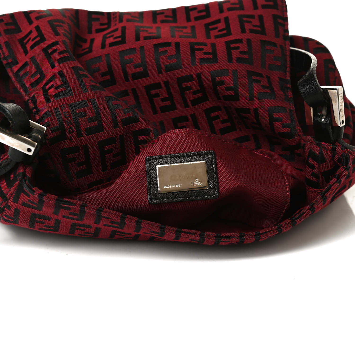 FENDI Zucchino Mini Mama Baguette Black Red 884556