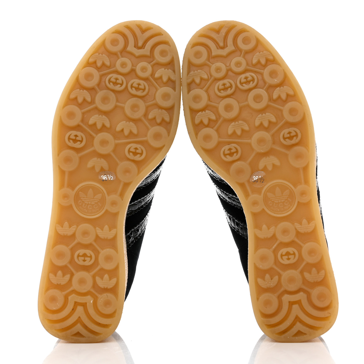 GUCCI X ADIDAS Velvet Crocodile Embossed Gazelle Wedge