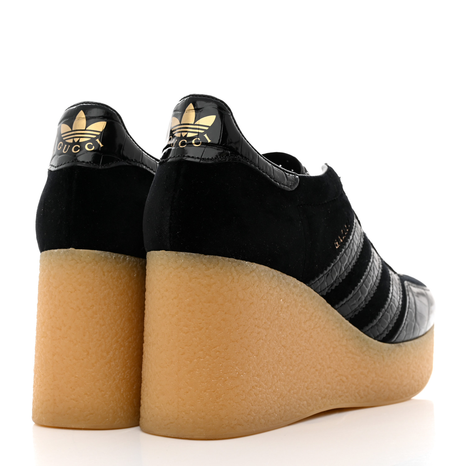 ☆ ADIDAS x GUCCI Wedge Gazelle ‘Crocodile Embossed’ ☆ GUCCI X ADIDAS Velvet Crocodile Embossed Gazelle Wedge
