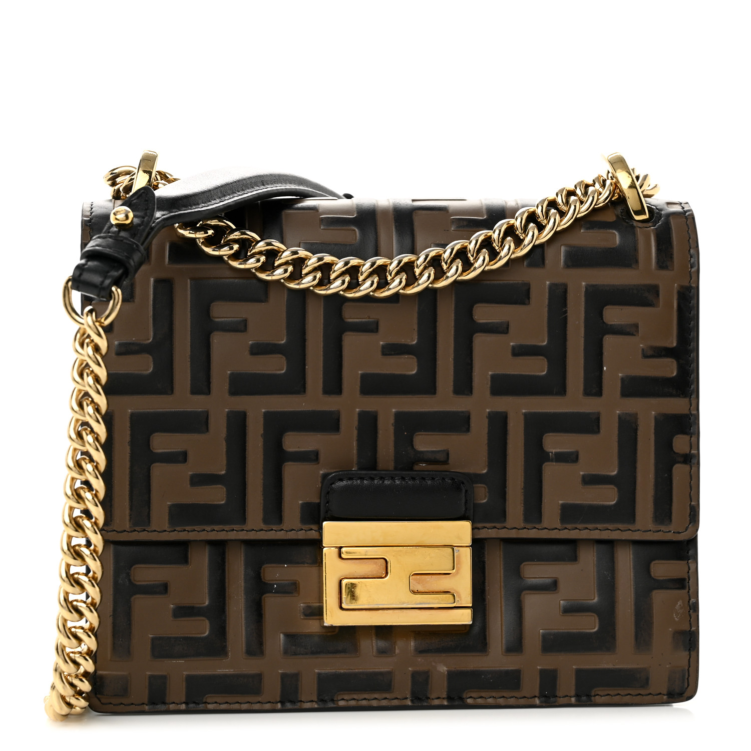 FENDI Vitello Liberty Bi-Color FF 1974 Embossed Small Kan U