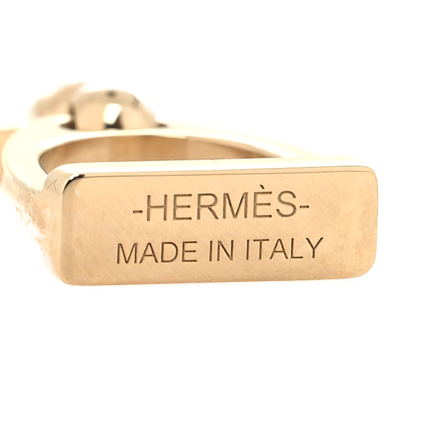 HERMES Permabrass Etrier Charm Scarf Ring 1265565 | FASHIONPHILE