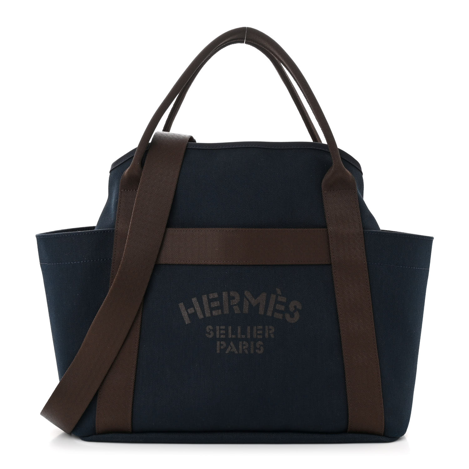 HERMES Toile Sac De Pansage Groom Bleu Navy Feu 1565066