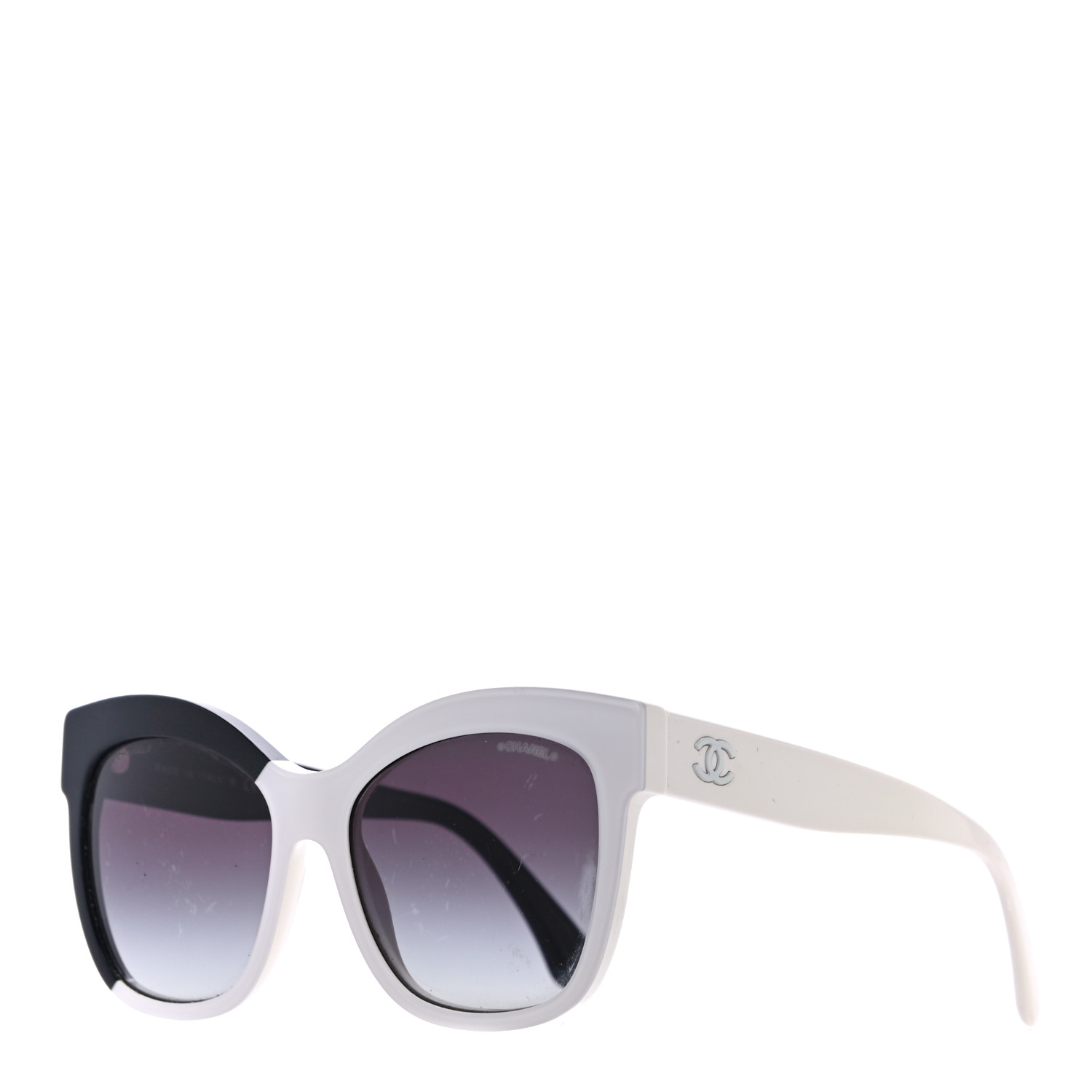 CHANEL Acetate CC Sunglasses 9081 White Black 989465