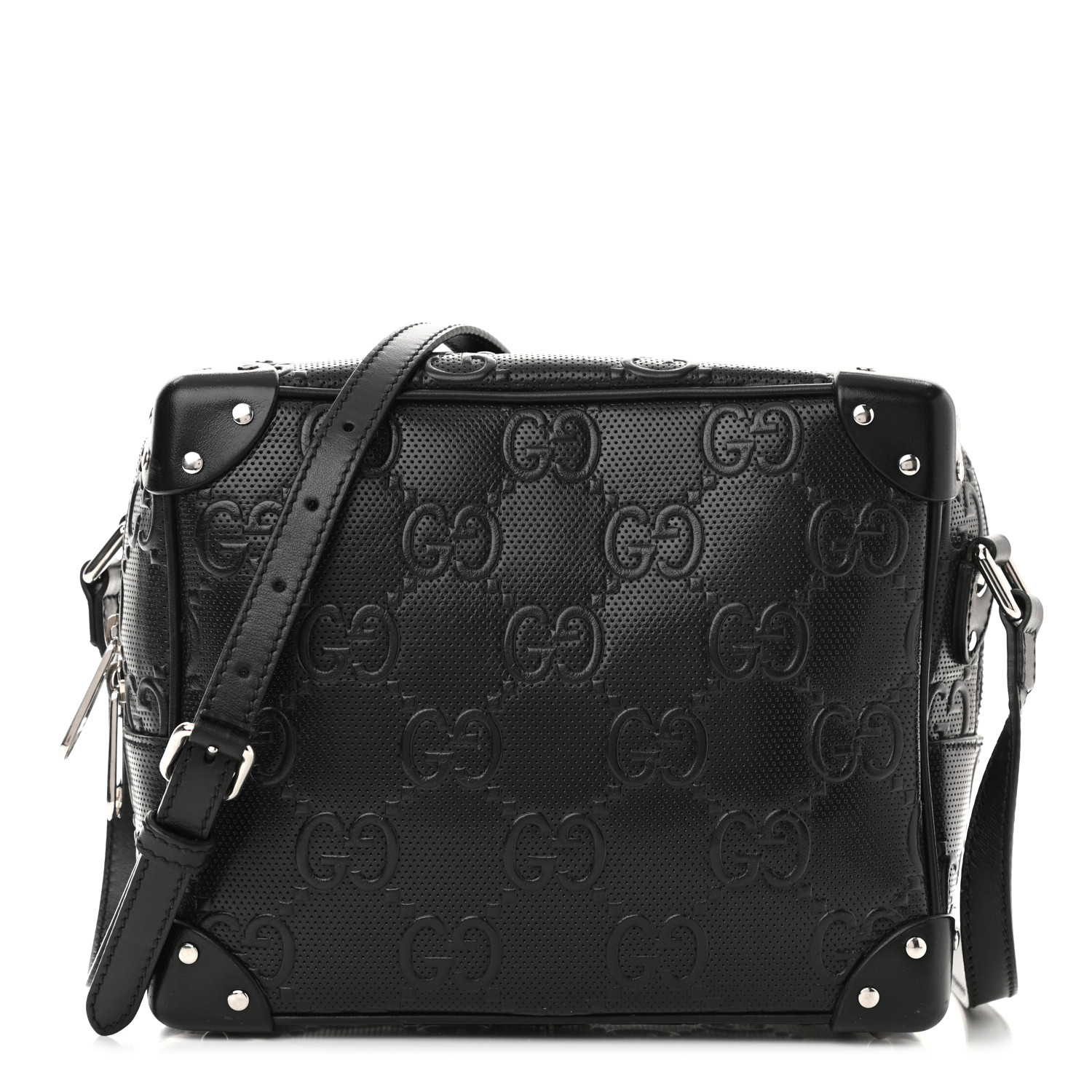 【GUCCI 】Tennis 20 GG Embossed Two-Tone Messenger Bag GUCCI Calfskin GG Tennis Embossed Mini Double Zip Messenger