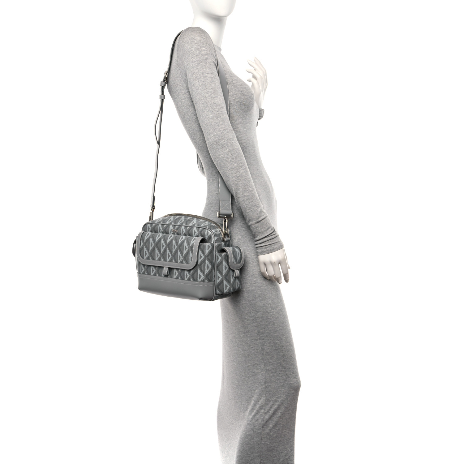 CHRISTIAN DIOR Coated Canvas CD Diamond Messenger Pouch