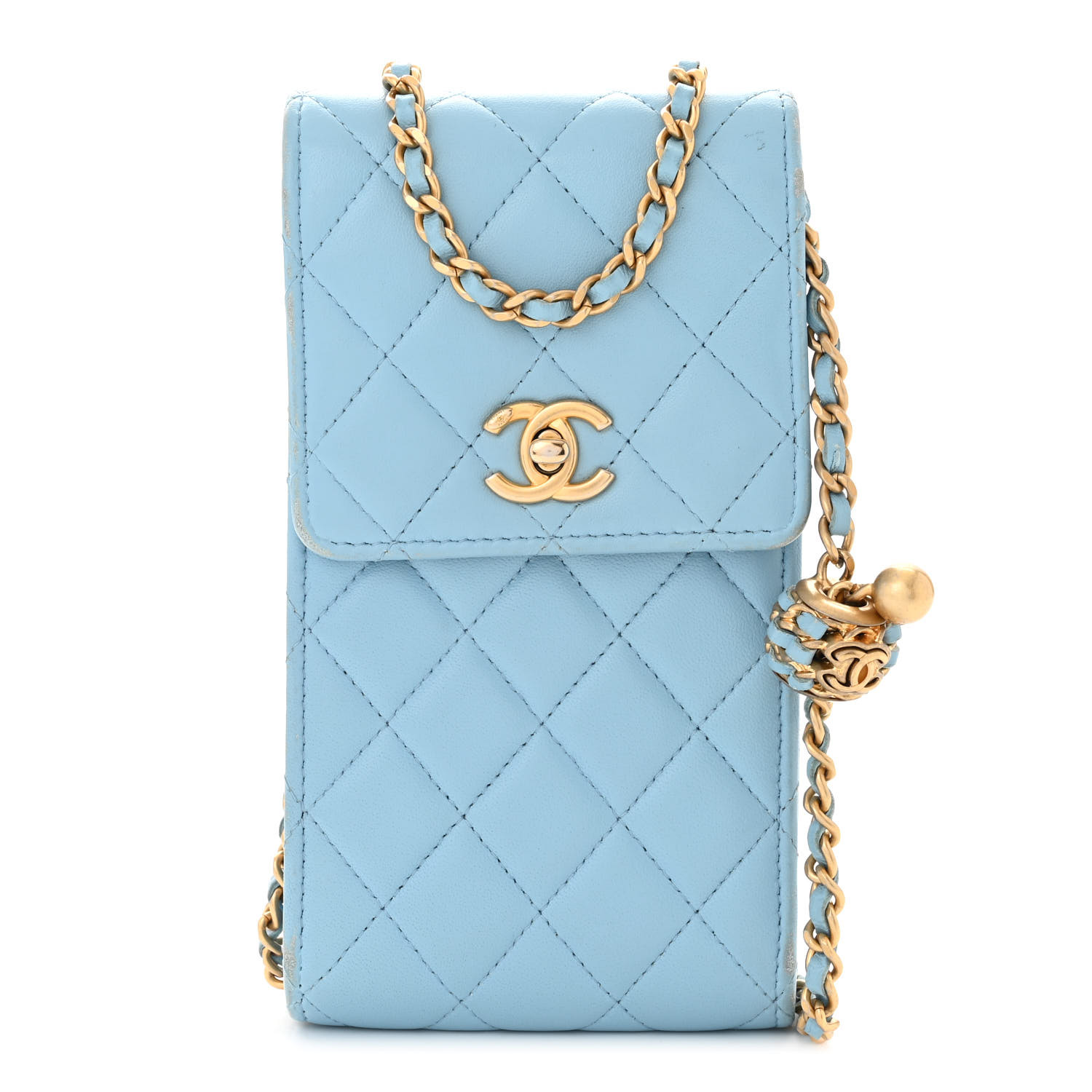 水色が冬にも映える【CHANEL】PHONE HOLDER WITH CHAIN ★19 水色が冬にも映える【CHANEL】PHONE HOLDER WITH CHAIN ☆19