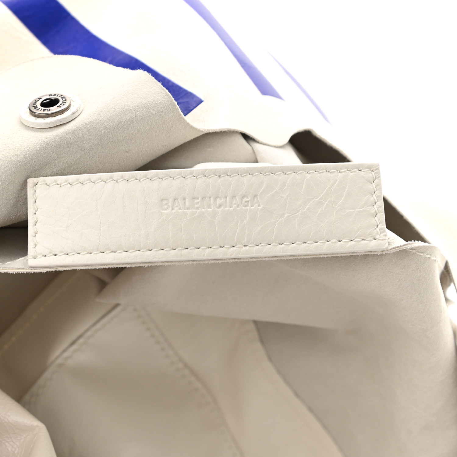BALENCIAGA Calfskin Monday Shopper Tote Bag White Blue Red