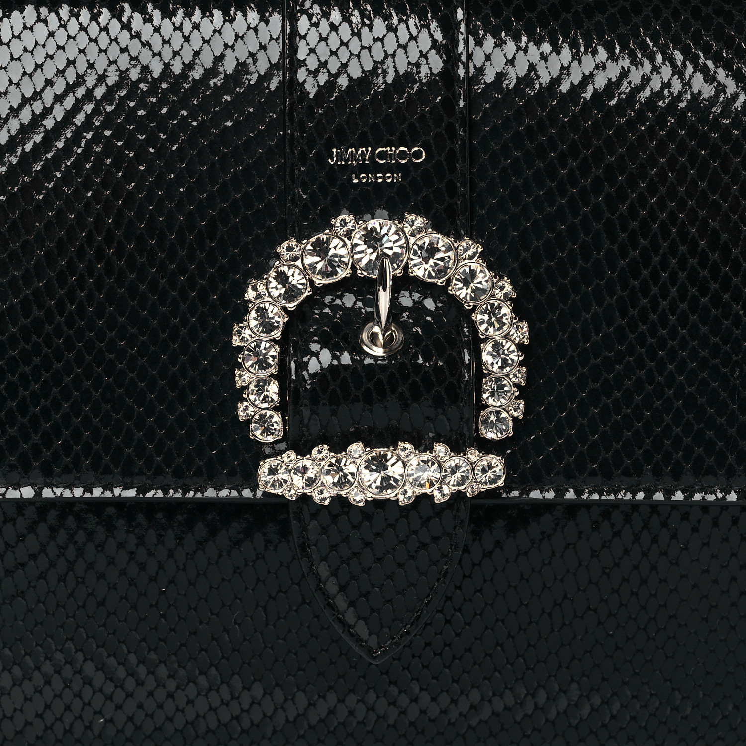 JIMMY CHOO Lizard Calfskin Embossed Cheri Top Handle Bag