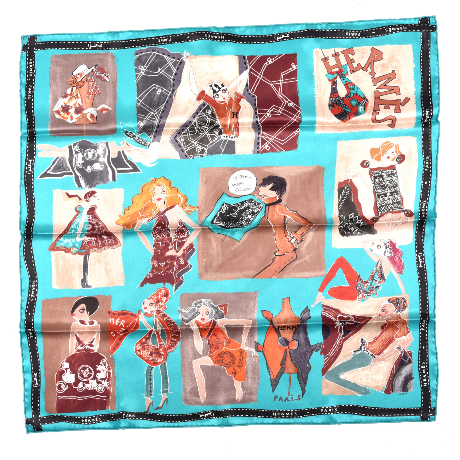 HERMES Silk J'aime Mon Carre Scarf 70 1075162 | FASHIONPHILE