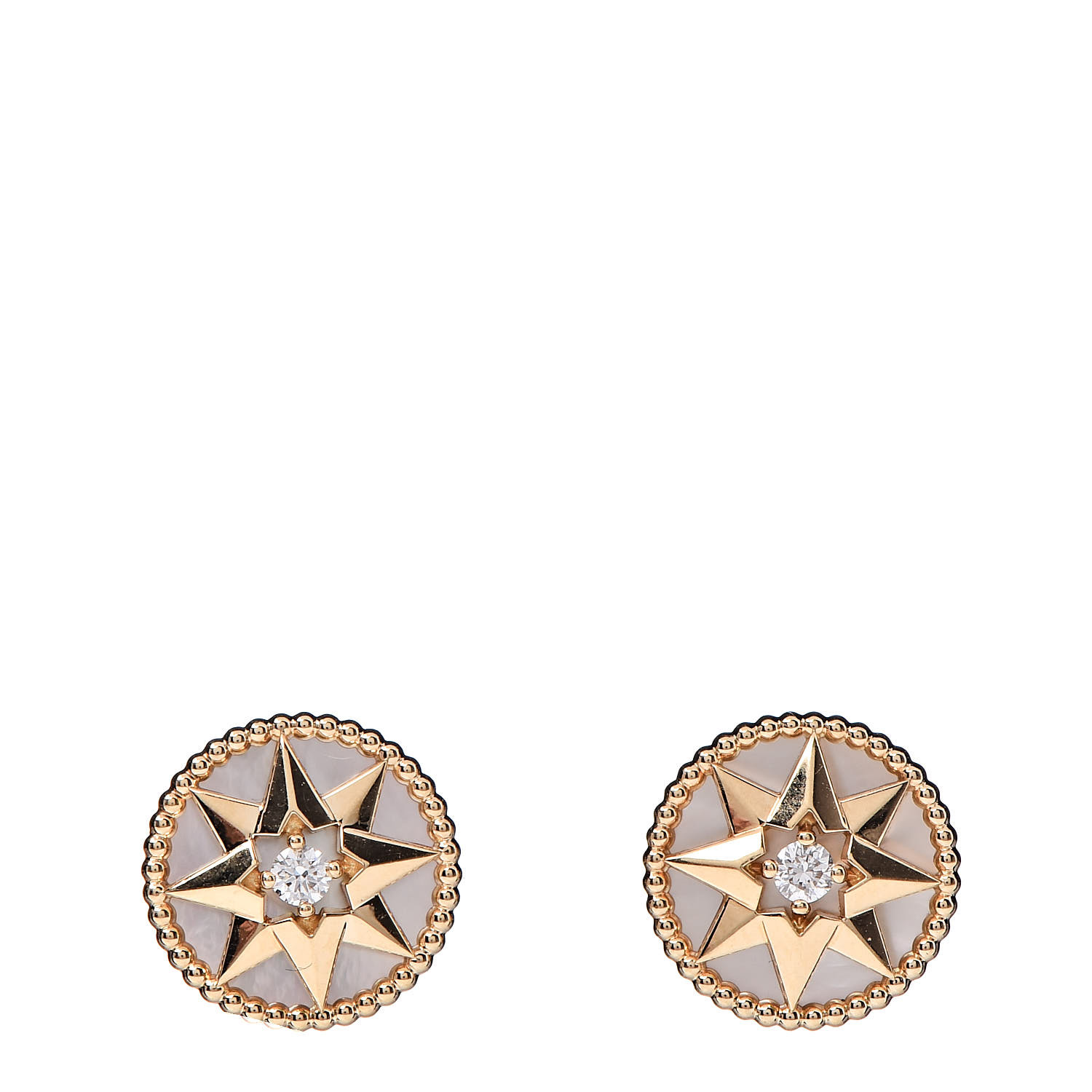 CHRISTIAN DIOR 18K Yellow Gold Diamond Mother of Pearl Large