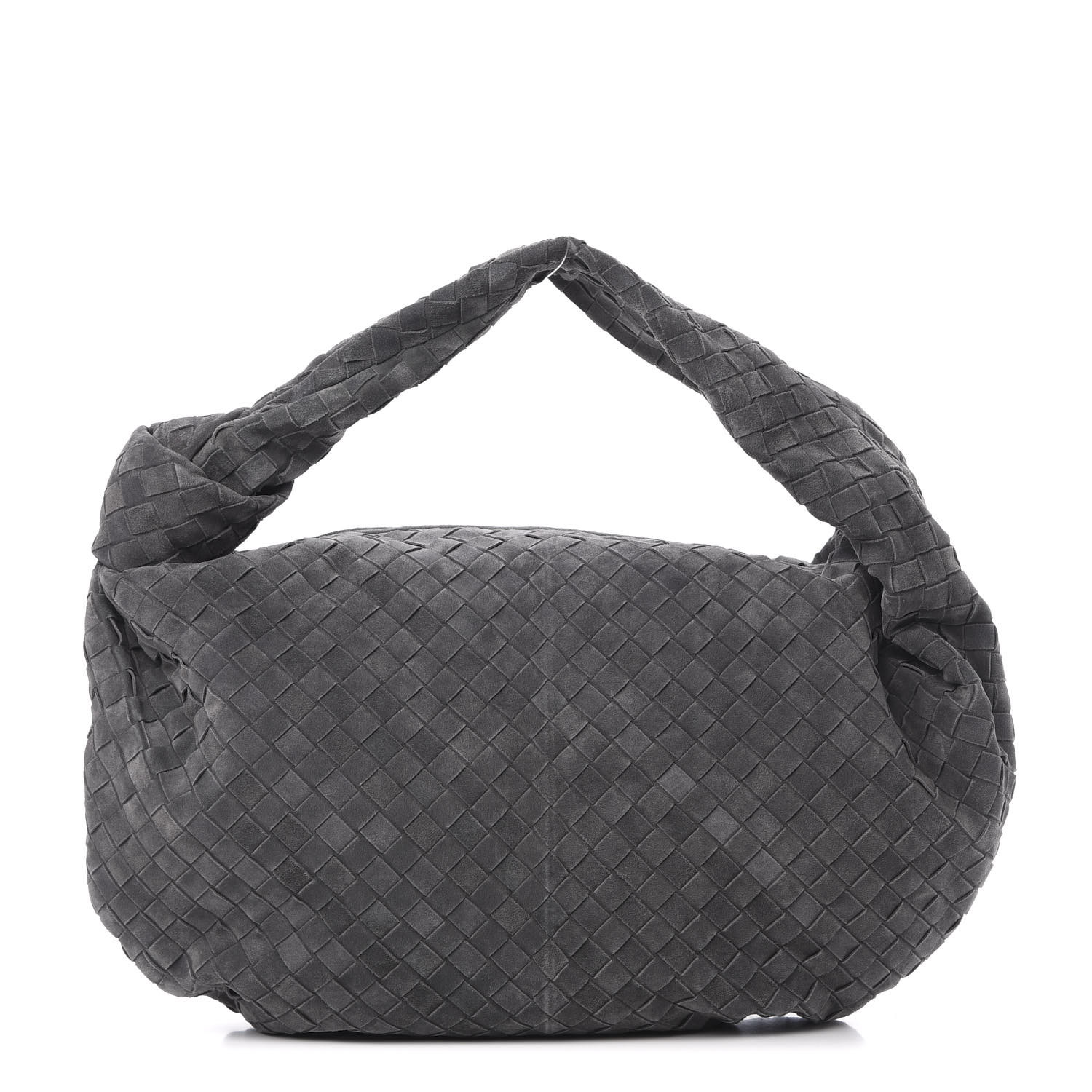 BOTTEGA VENETA Suede Intrecciato Medium Jodie Light Graphite