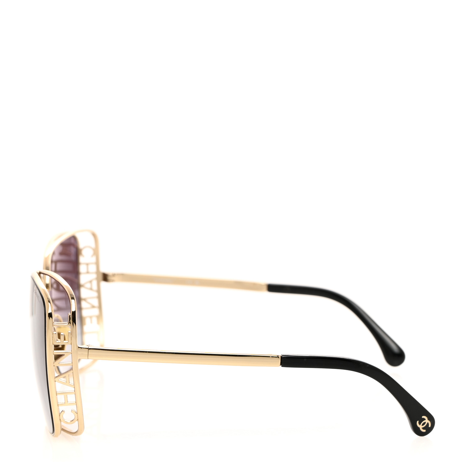 CHANEL Metal Logo Square Sunglasses 71541 Gold 1507191