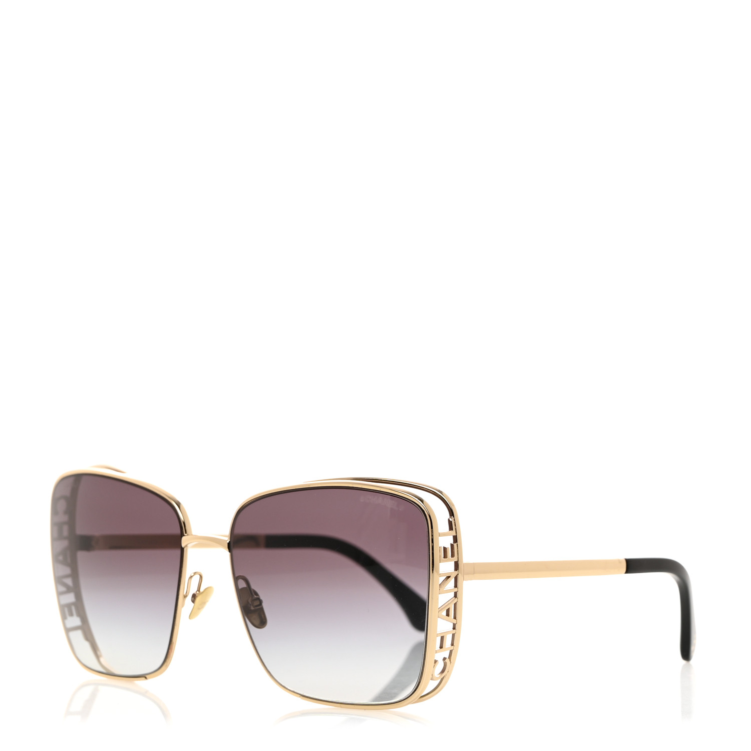 CHANEL ゴールドロゴ スクエアサングラス Chanel Gold Metal Logo Square Sunglasses 71541 - TheRelux.com
