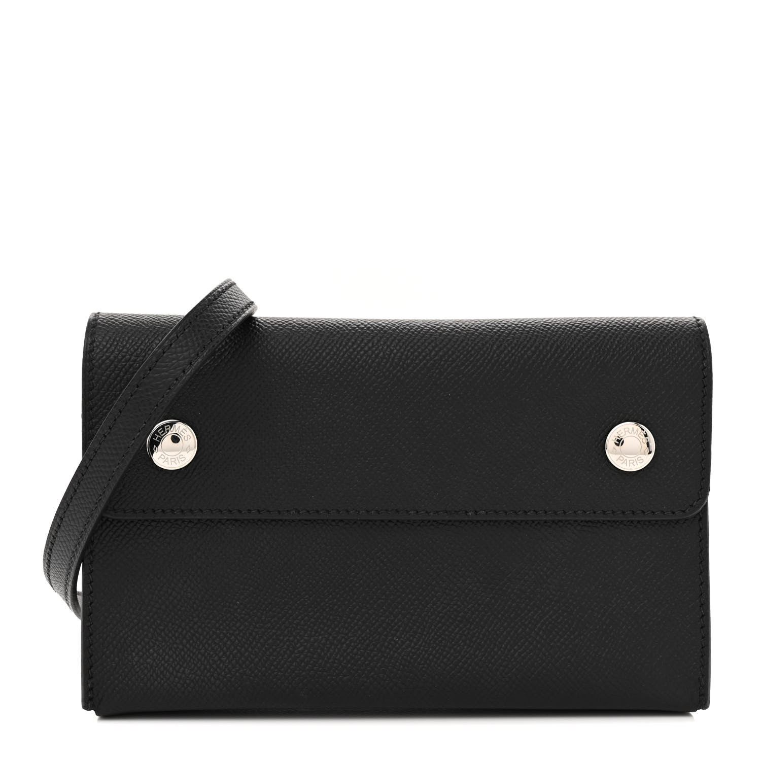 HERMES Epsom Hermesnap Wallet Black 1506881 | FASHIONPHILE