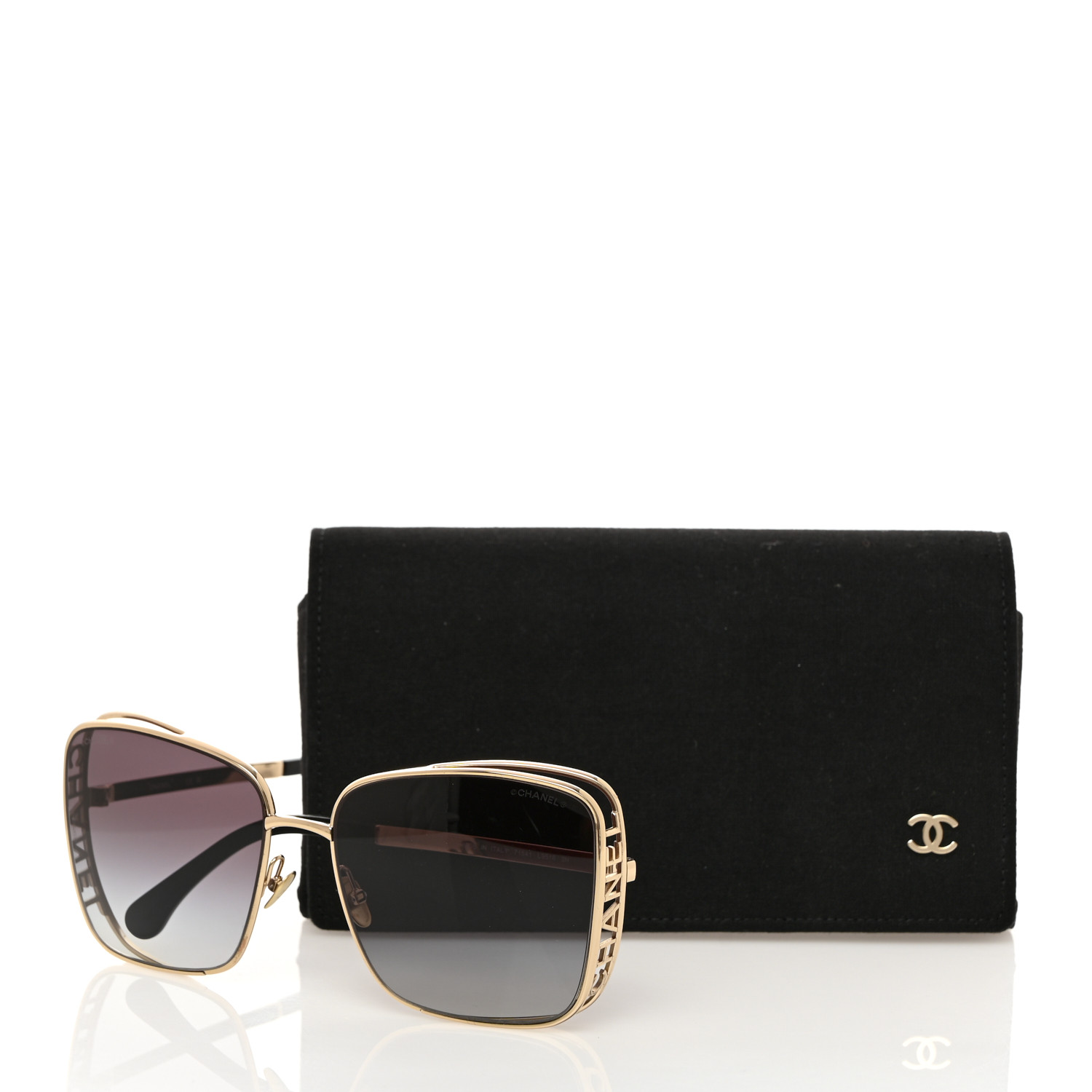 CHANEL ゴールドロゴ スクエアサングラス CHANEL Metal Logo Square Sunglasses 71541 Gold 1507191