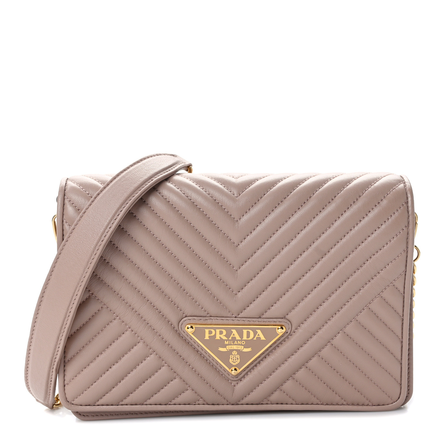 PRADA Nappa Impunture Diagramme Chain Crossbody Bag Cipria